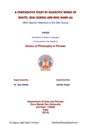 A COMPARATIVE STUDY OF EULOGISTIC WORKS OF — cover