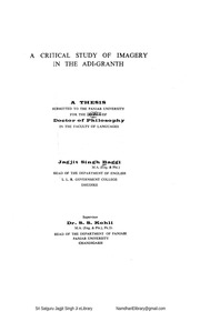 A CRITICAL STUDY OF IMAGERY — cover