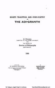 BHAKTI TRADITION AND GURU-POETRY — cover