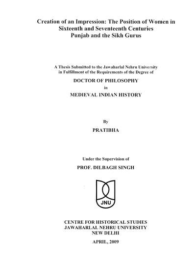 Creation of an Impression: The Position of Women in — cover
