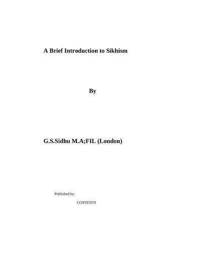 A Brief Introduction To Sikhism — cover