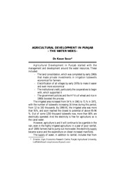 Agricultural Development In Punjab - The Water Woes — cover