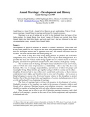 Anand Marriage - Development and History — cover