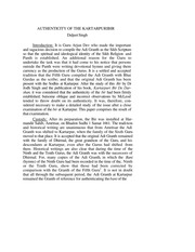 Authenticity Of The Kartarpuribir — cover
