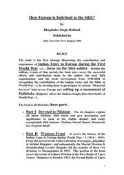 Book Review - How Europe Is Indebted To The Sikh — cover
