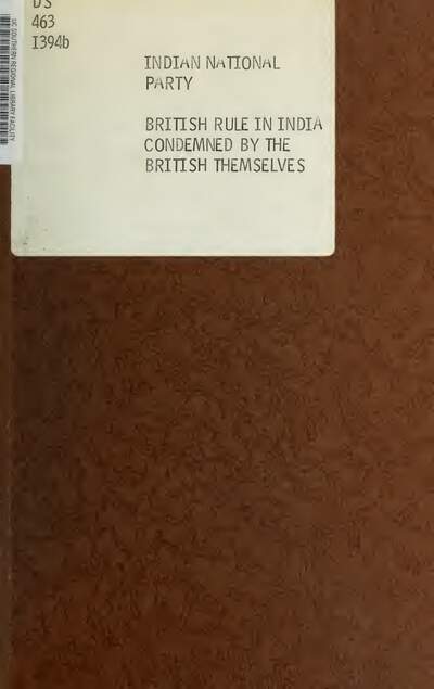 British Rule In India Condemned — cover