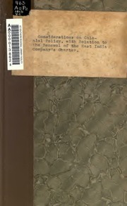 Considerations On Colonial Policy — cover