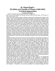 Dr. Kirpal Singh's - The Sikhs And Transfer Of Power - A Critical Appreciation — cover