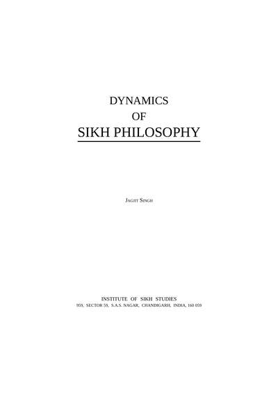 Dynamics Of Sikh Philosophy — cover