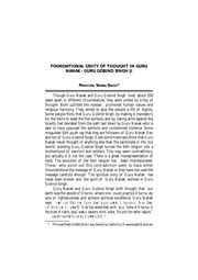 Foundational Unity Of Thought In Guru Nanak - Guru Gobind Singh Ji — cover