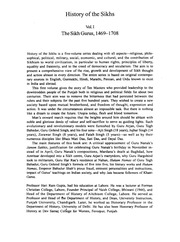 History Of The Sikhs Vol. I The Sikh Gurus (1469-1708) — cover