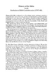 History Of The Sikhs Vol. II Evolution Of Sikh Confederacies (1707-69) — cover