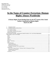 In the Name Of Counter Terrorism - Human Rights Abuses Worldwide — cover