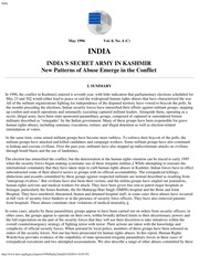 India's Secret Army In Kashmir - New Patterns of Abuse Emerge in the Conflict — cover