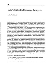 Indias Sikhs - Problems And Prospects — cover