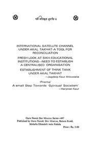 International Satellite Channel Under Akal Takht - A Tool For Reconciliation — cover