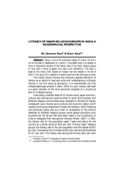 Literacy Of Major Religious Groups In India - A Geographical Perspective — cover
