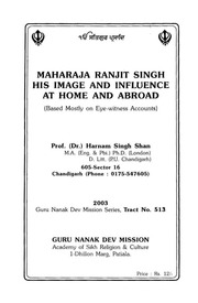 Maharaja Ranjit Singh - His Image And Influence At Home And Abroad — cover
