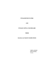 Punjab River Waters And Punjab Capital Chandigarh Their Illegal And Unjust Usurpations — cover