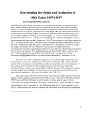 Reevaluating The Origin And Inspiration Of âSikh Gadar 1907-1918' — cover