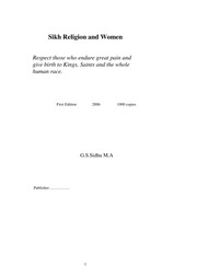 Sikh Religion And Women — cover