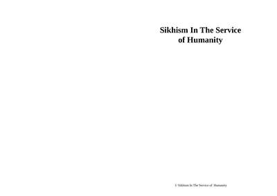 Sikhism In The Service Of Humanity — cover