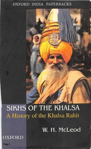 Sikhs Of The Khalsa - A History Of The Khalsa Rahit — cover