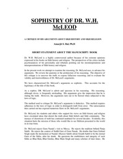 Sophistry Of Dr. W.H. McLeod — cover