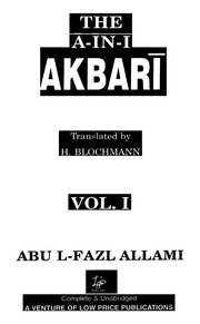 The Ain-I-Akbari - Vol I — cover