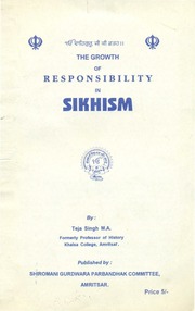 The Growth Of Responsibility In Sikhism — cover