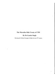 The Maratha-Sikh Treaty Of 1785 — cover