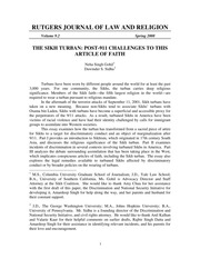 The Sikh Turban - Post 911 Challenges To This Article Of Faith — cover