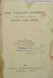 The Valiant Fighter - A Biographical Study Of Master Tara Singh — cover