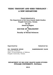 Vedic Thought And Sikh Theology - A New Departure — cover