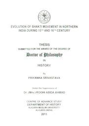 EVOLUTION OF BHAKTI MOVEMENT IN NORTHERN — cover