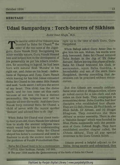 Udasi Sampardaya-Torchbearers of Sikhism — cover