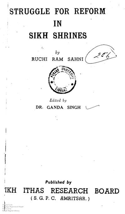 Struggle for Reform in Sikh Shrines — cover