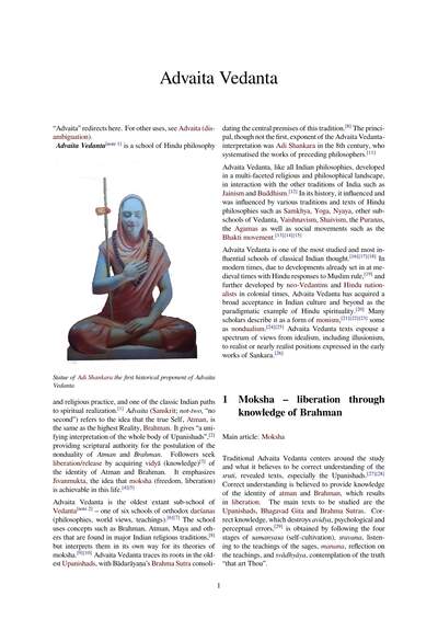 Advaita Vedanta pdf — cover