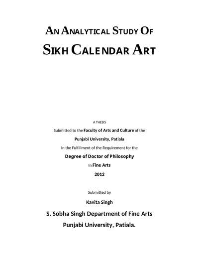 An Analytical Study of Sikh Calender Art — cover