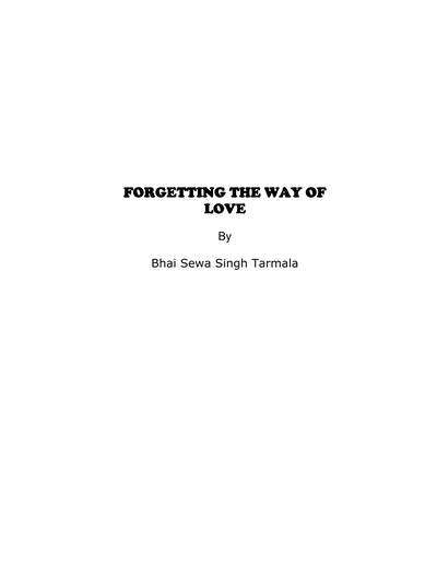 Forgetting the way of Love - Bhai Sewa Singh Tharmala — cover