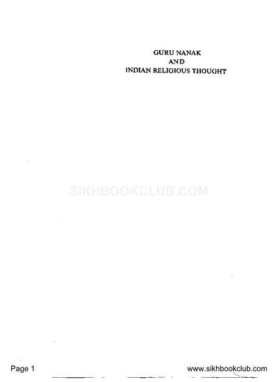 Guru Nanak And Indian Religious Thought — cover