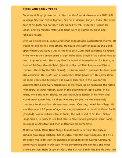 Life Story of Baba Nand Singh Ji — cover
