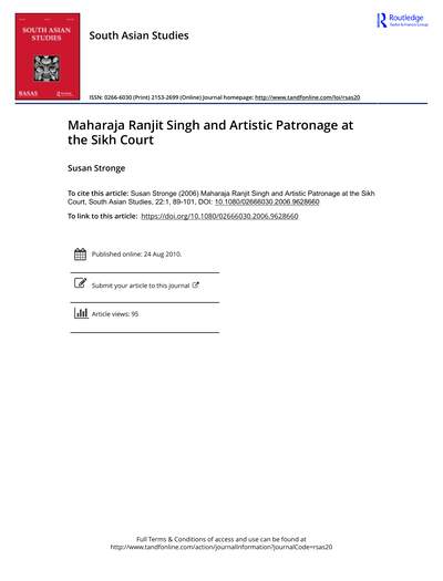 Maharaja Ranjit Singh and Artistic Patronage at the Sikh Court — cover