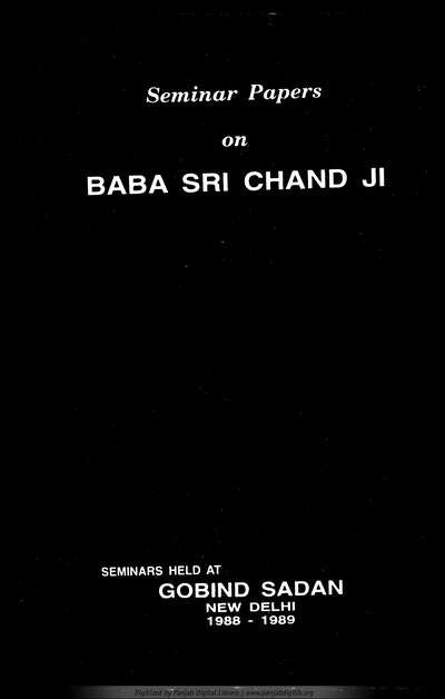Semiar On Baba Sri Chand Ji — cover