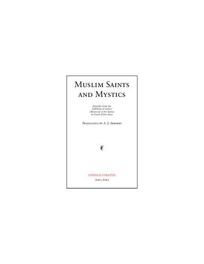 Tadhkirat Al Auliya Muslim Sufi Saints Attar — cover
