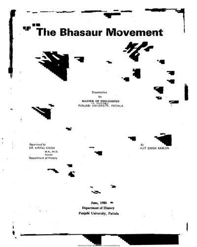 The Bhasaur Movement — cover