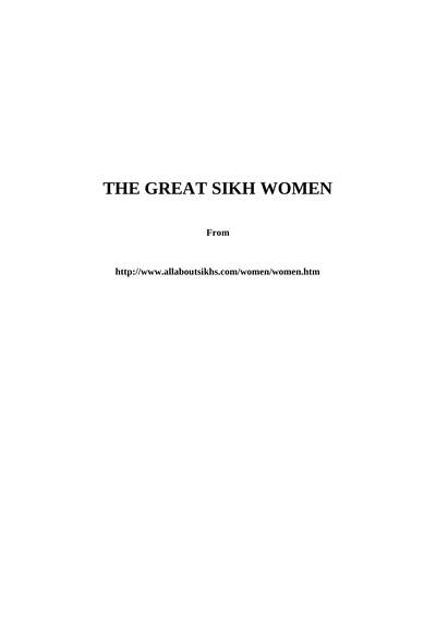 The Great Sikh Women — cover