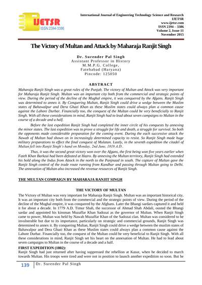 The Victory of Multan and Attack — cover