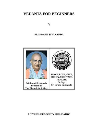 Vedanta for Beginners — cover