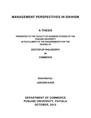 MANAGEMENT PERSPECTIVES IN SIKHISM — cover